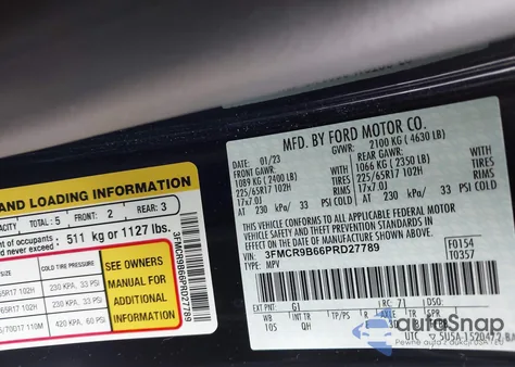 2023 Ford Bronco Sport Big Bend из США, поврежденный, VIN 3FMCR9B66PRD27789